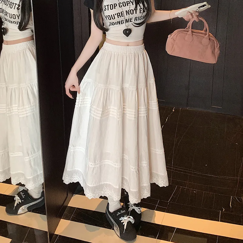 MM Casual Long Skirt Women's White-2