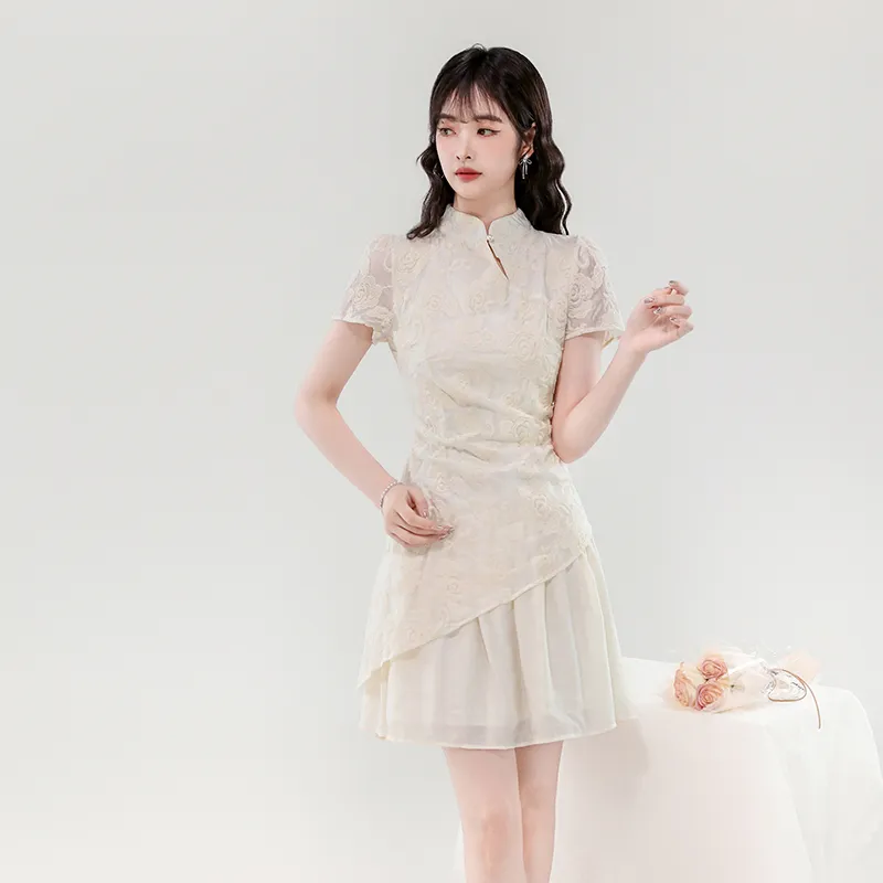 Mm Short Sleeved Dresses Women's Apricot-3