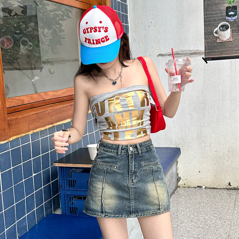 Mm Denim Short Skirts Women's Vintage Blue-3