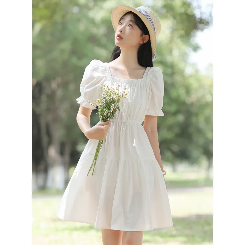 Mm Short Sleeved Dresses Women's White-4