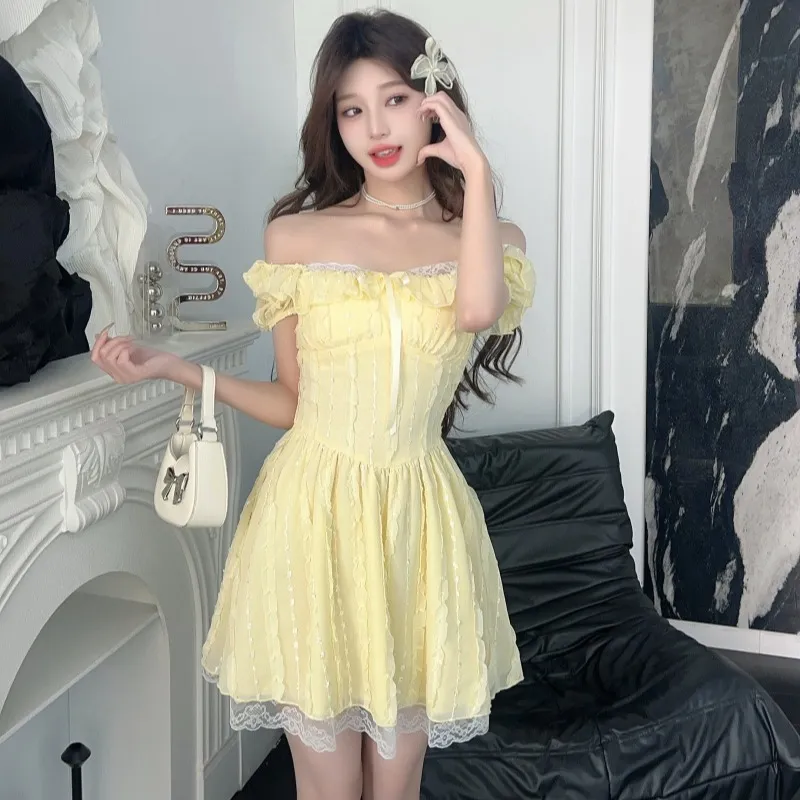 MM Short Sleeved Dress Women's Yellow-1