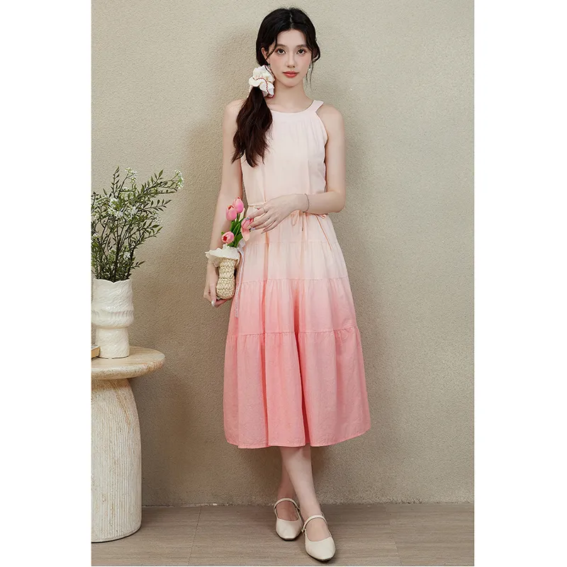Mm Sleeveless Dresses Women's White Red Gradient-1