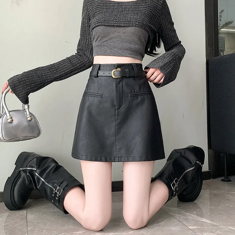 MM Leather Short Skirts Women's-2