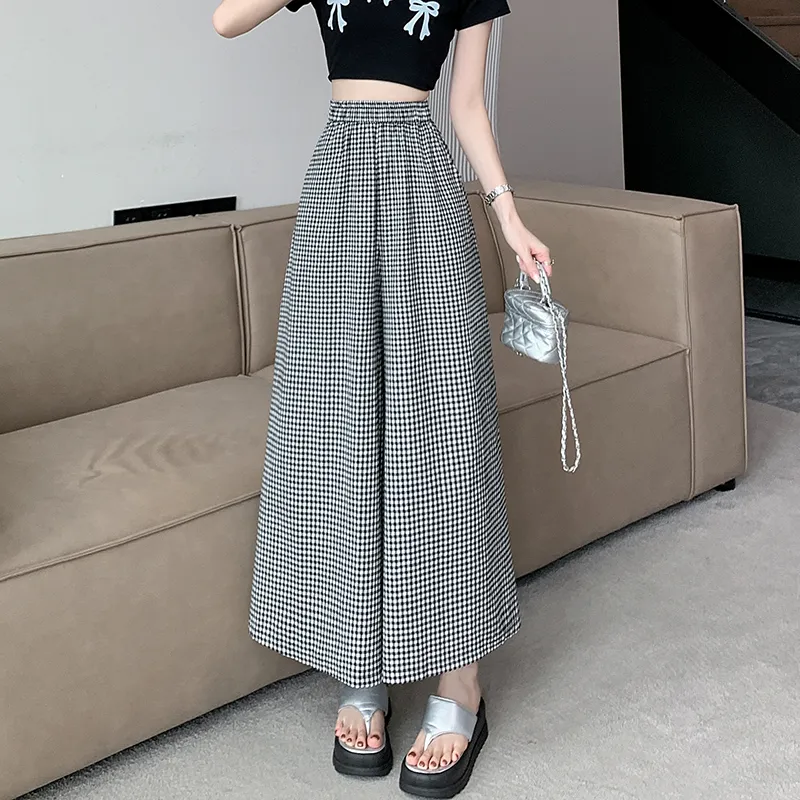 Mm Casual Pants Women's Black White Plaid-3