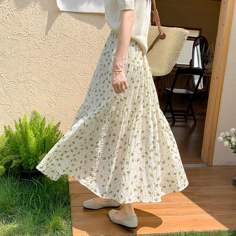 MM Casual Long Skirts Women's Green-2