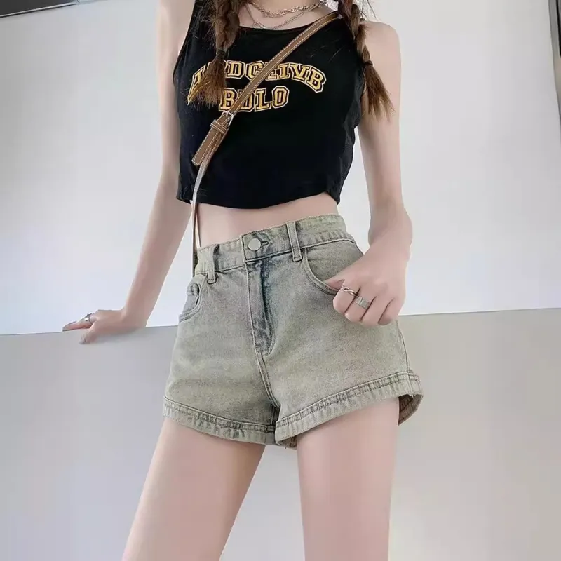 MM Denim Shorts Women's Stone Grinded Yellow-2