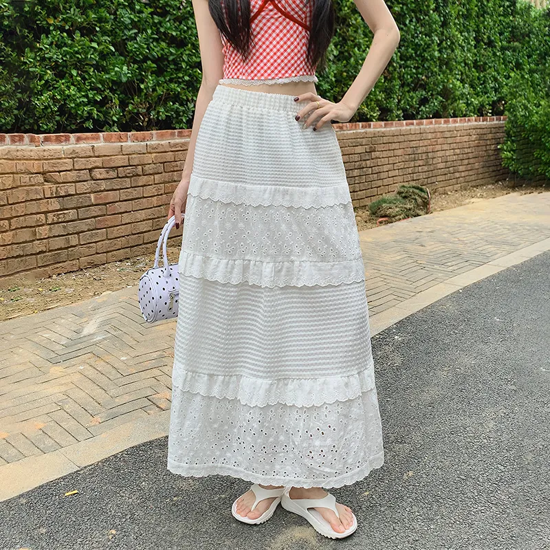 Mm Casual Long Skirts Women's White-2