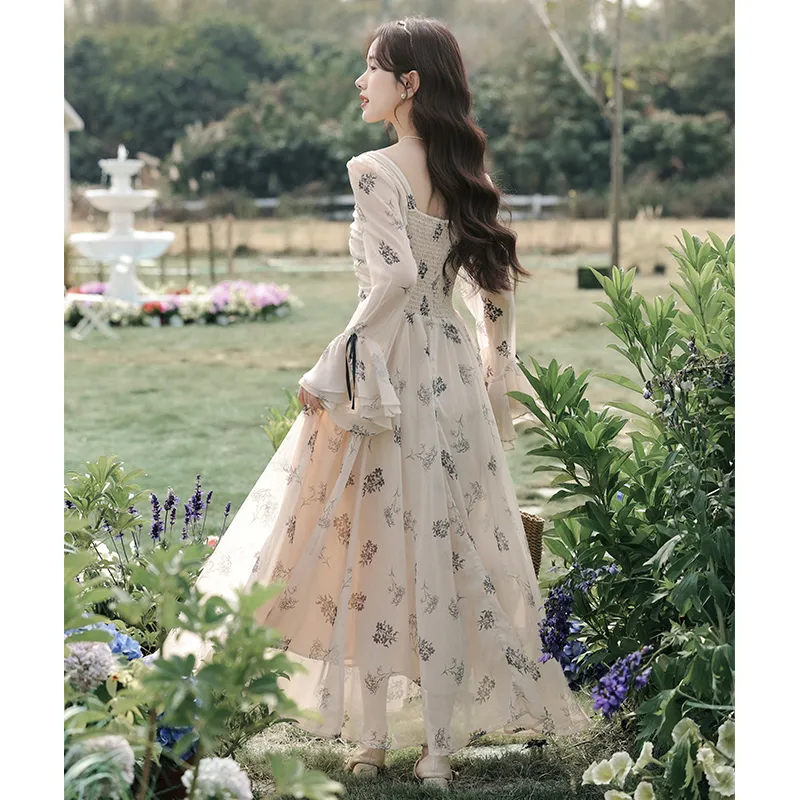 MM Long Sleeved Dresses Women's Apricot-1