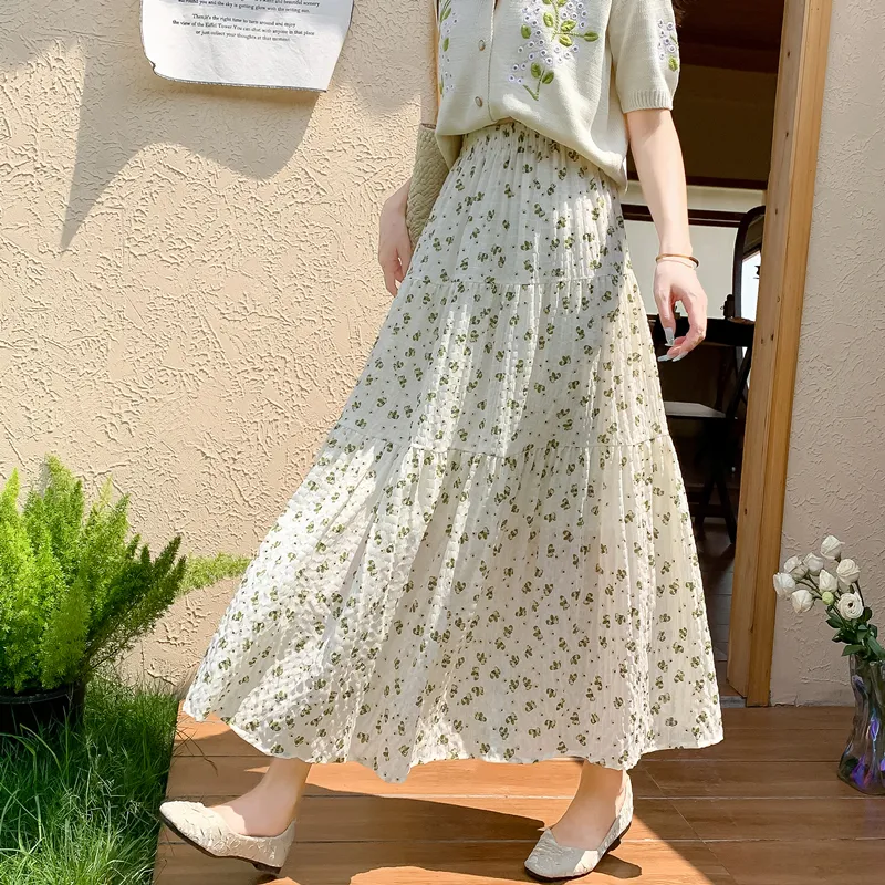 MM Casual Long Skirts Women's Green-4