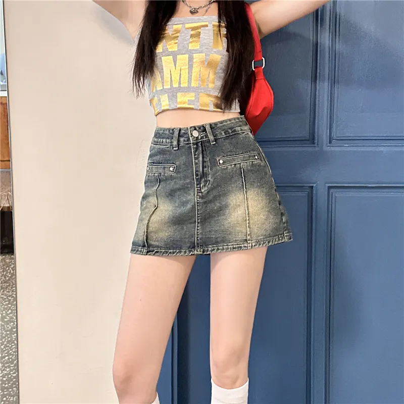 Mm Denim Short Skirts Women's Vintage Blue-5