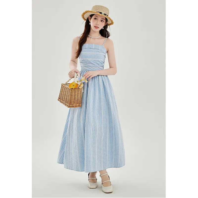 Mm Slip Dresses Women's Blue Stripes Pattern Dress-4