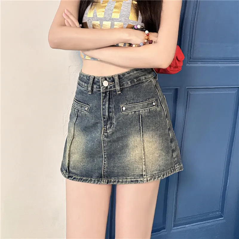 Mm Denim Short Skirts Women's Vintage Blue-1
