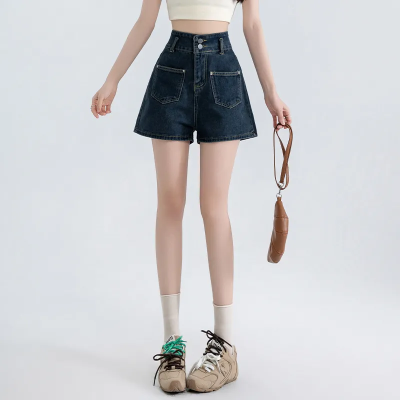 MM Denim Shorts Women's Blue Gray-2
