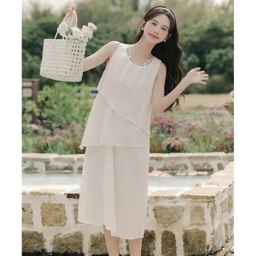 MM Sleeveless Dress Women's White