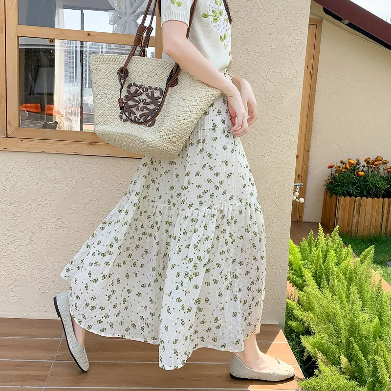 MM Casual Long Skirts Women's Green-3