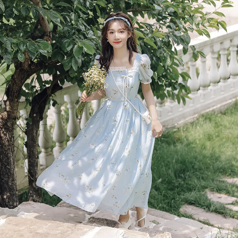 Mm Short Sleeved Dresses Women's Blue Print-2