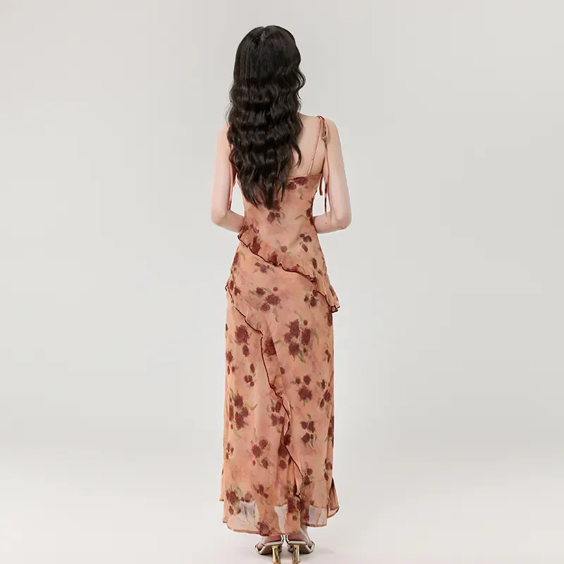 Mm Slip Dresses Women's Vintage Orange Pink-4