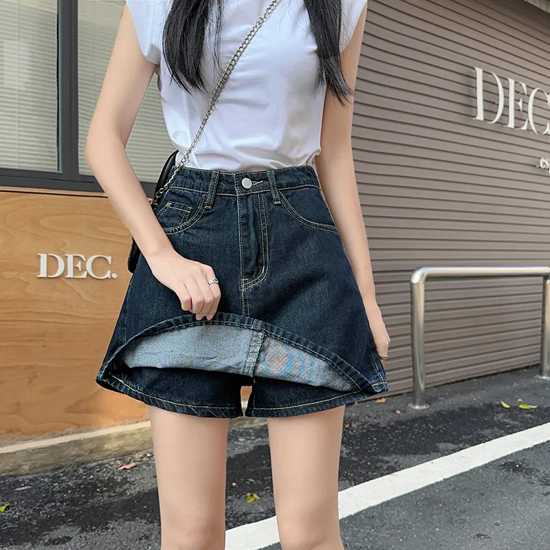 MM Denim Short Skirts Women's Dark Blue-3