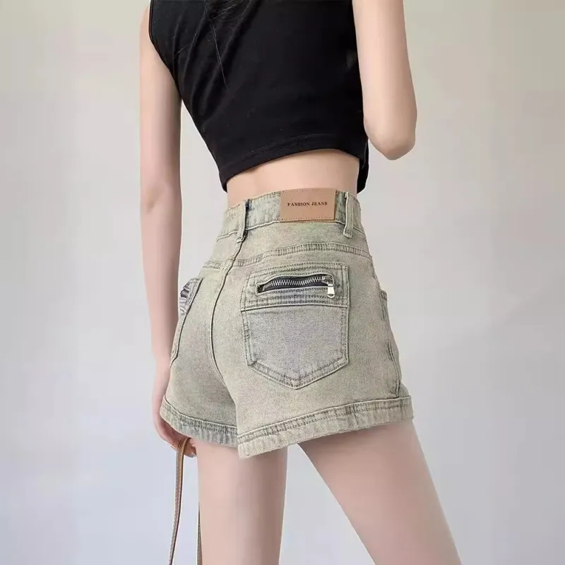 MM Denim Shorts Women's Stone Grinded Yellow-3