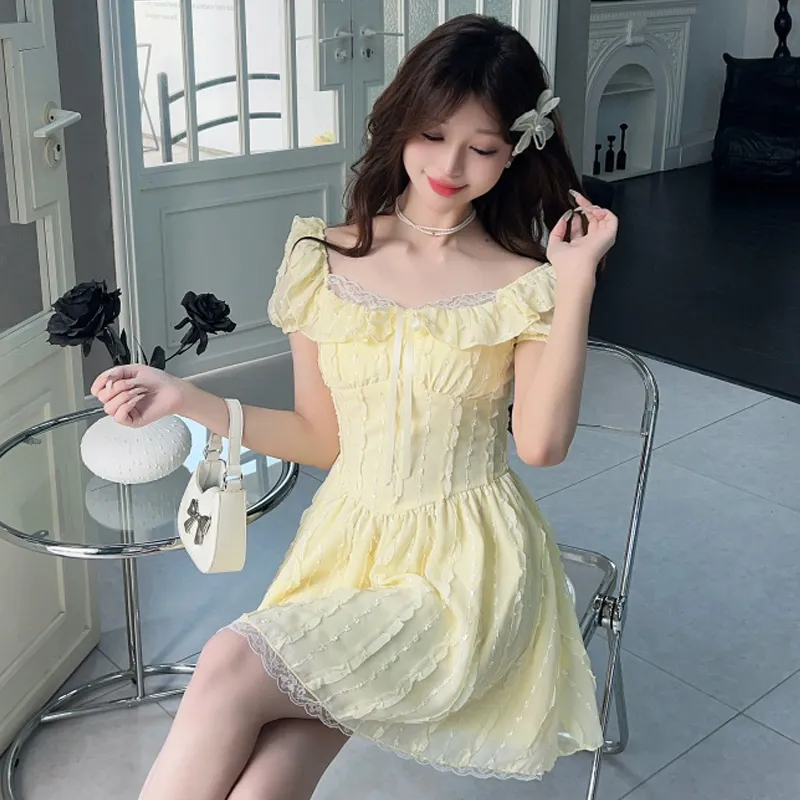 MM Short Sleeved Dress Women's Yellow-2