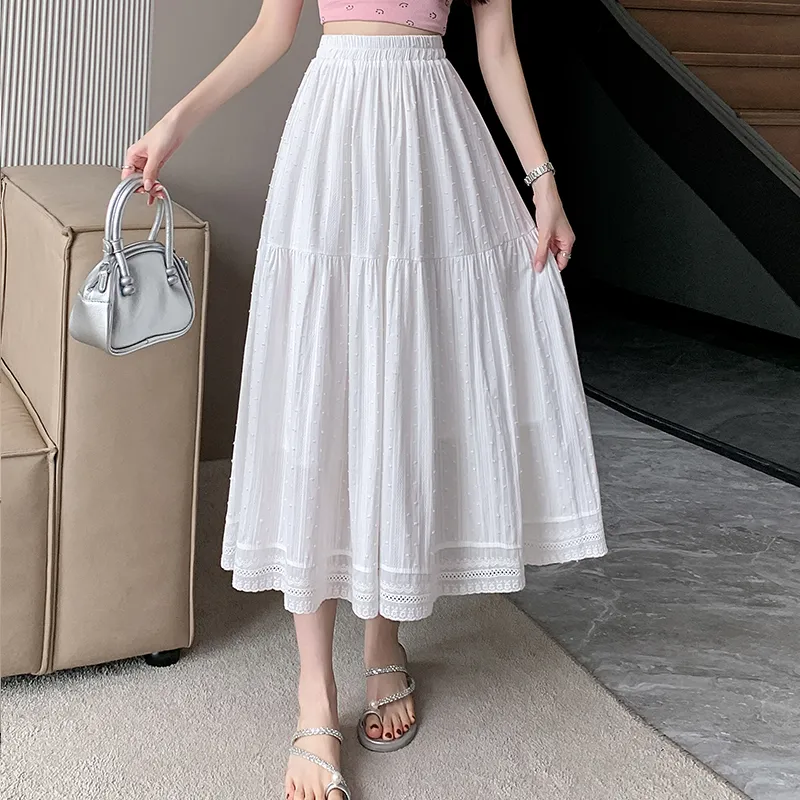 Mm Casual Long Skirts Women's White-4