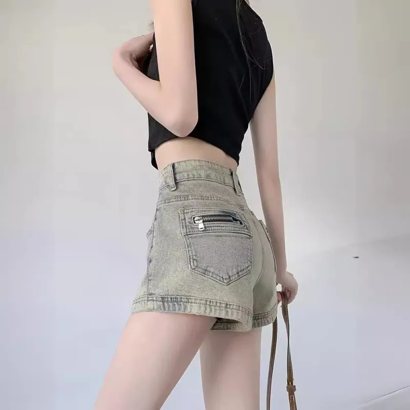 MM Denim Shorts Women's Stone Grinded Yellow-4