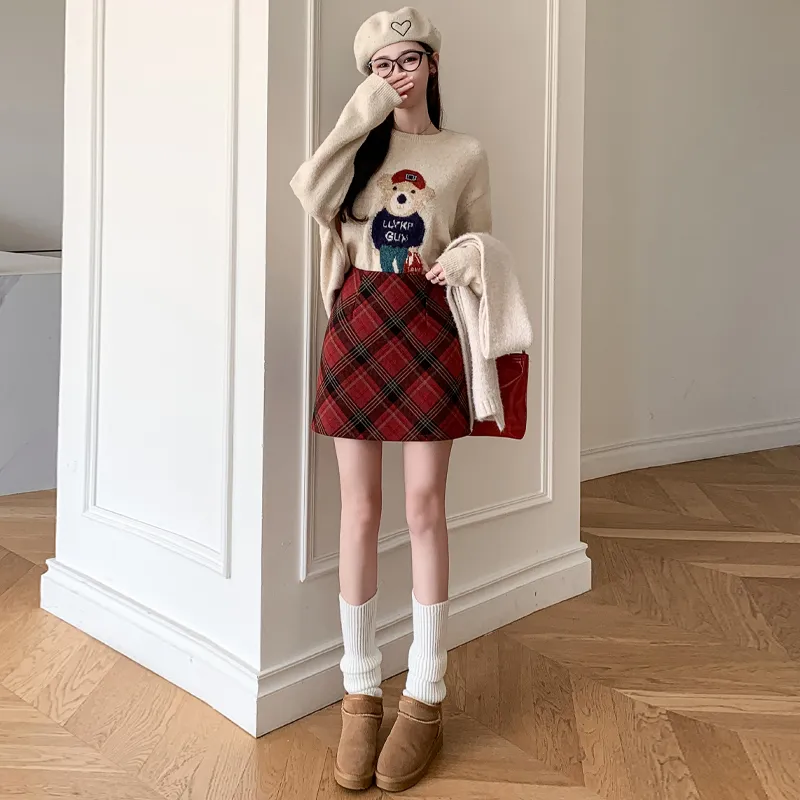 MM Casual Short Skirts Women's Red-3