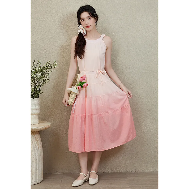 Mm Sleeveless Dresses Women's White Red Gradient-2
