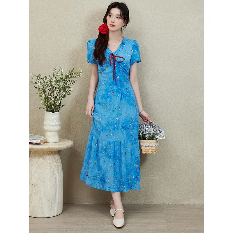 Mm Short Sleeved Dresses Women's Blue-4