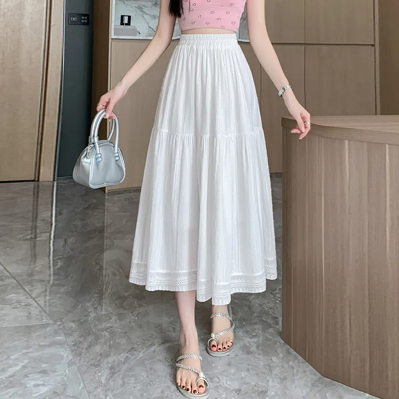 Mm Casual Long Skirts Women's White-2