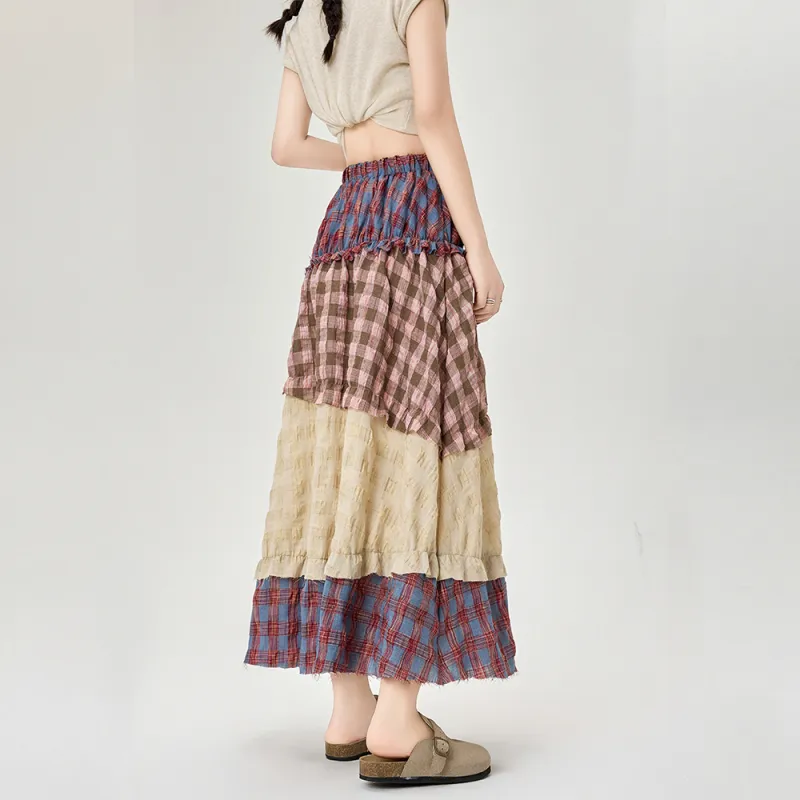 MM Casual Long Skirt Women's Patchwork Hobo Skirt-1