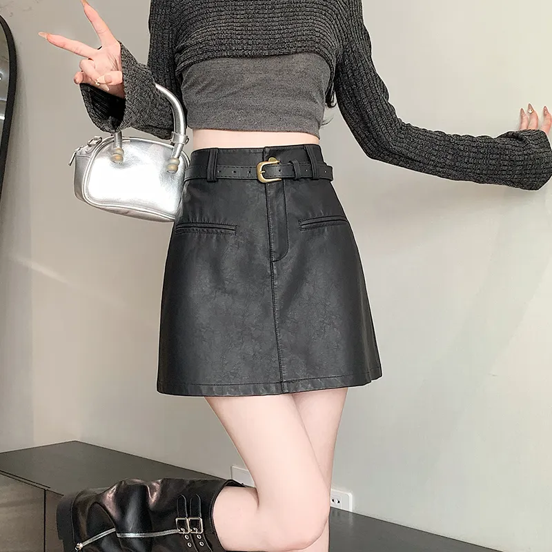 MM Leather Short Skirts Women's-4