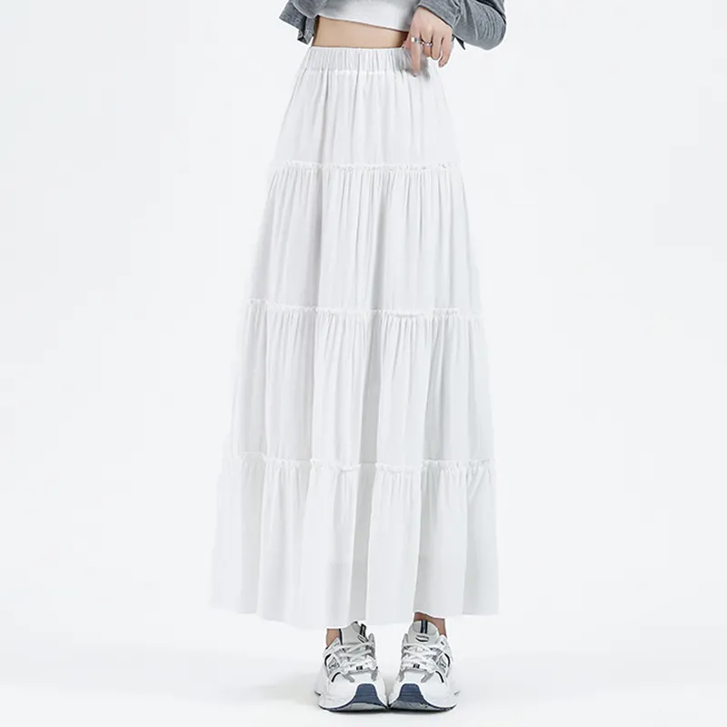 MM Casual Long Skirt Women's White-3