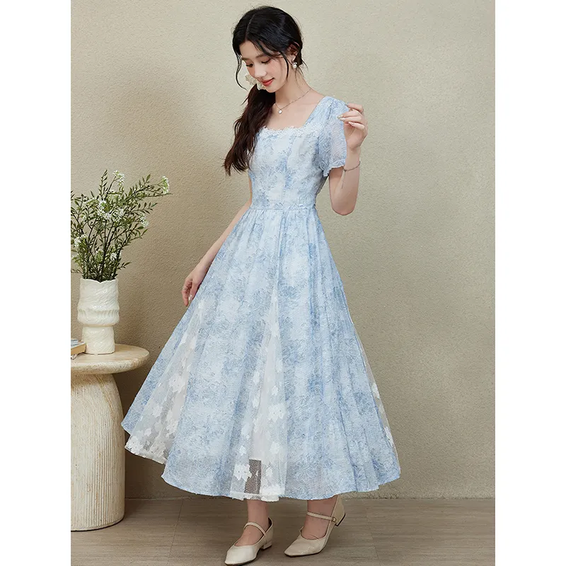 Mm Short Sleeved Dresses Women's Blue-1