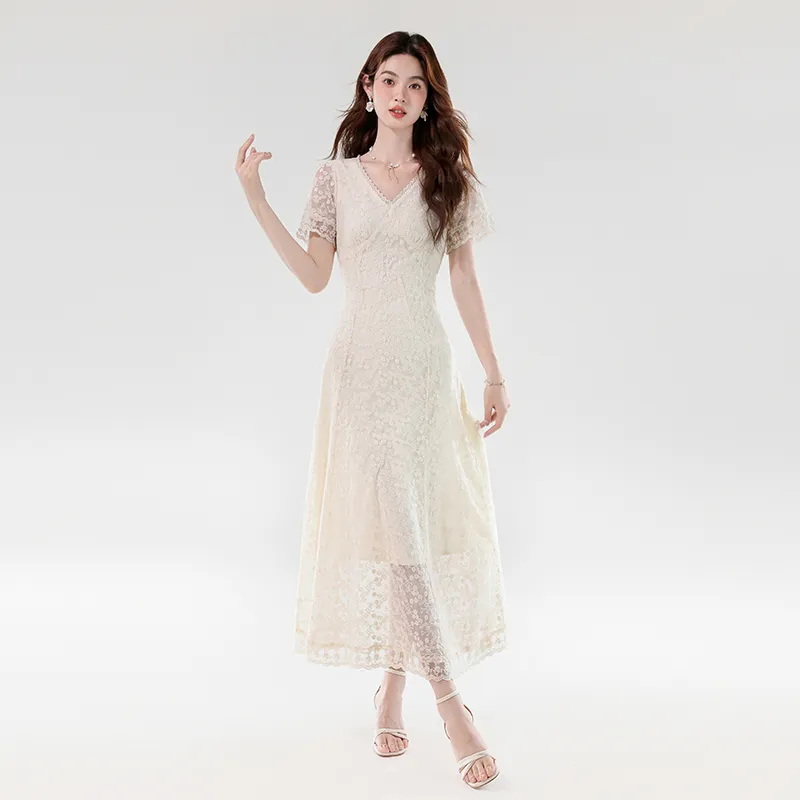 Mm Short Sleeved Dresses Women's Apricot-3