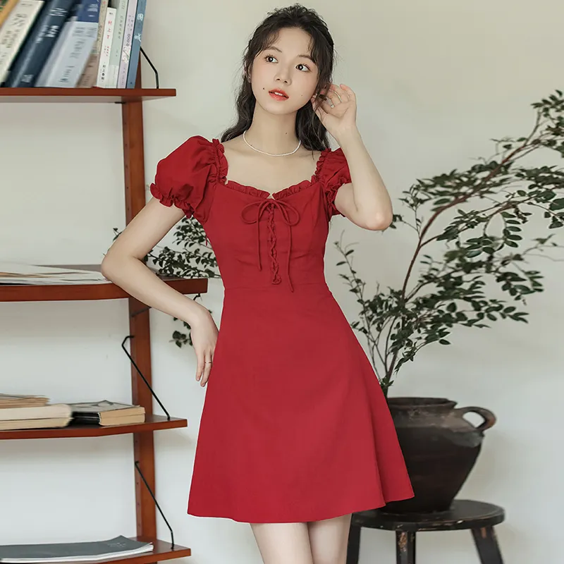 MM Short Sleeved Dress Women's Red-3