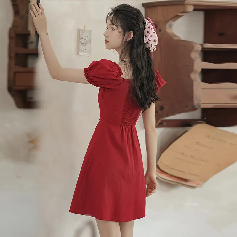 MM Short Sleeved Dress Women's Red-2