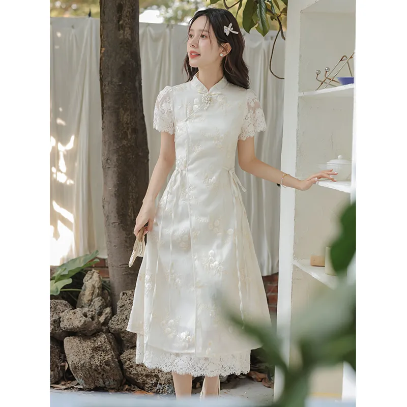 Mm Short Sleeved Dresses Women's Apricot-4
