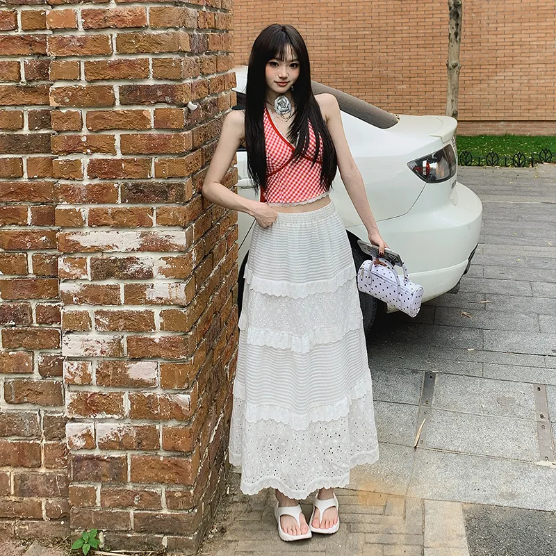 Mm Casual Long Skirts Women's White-1