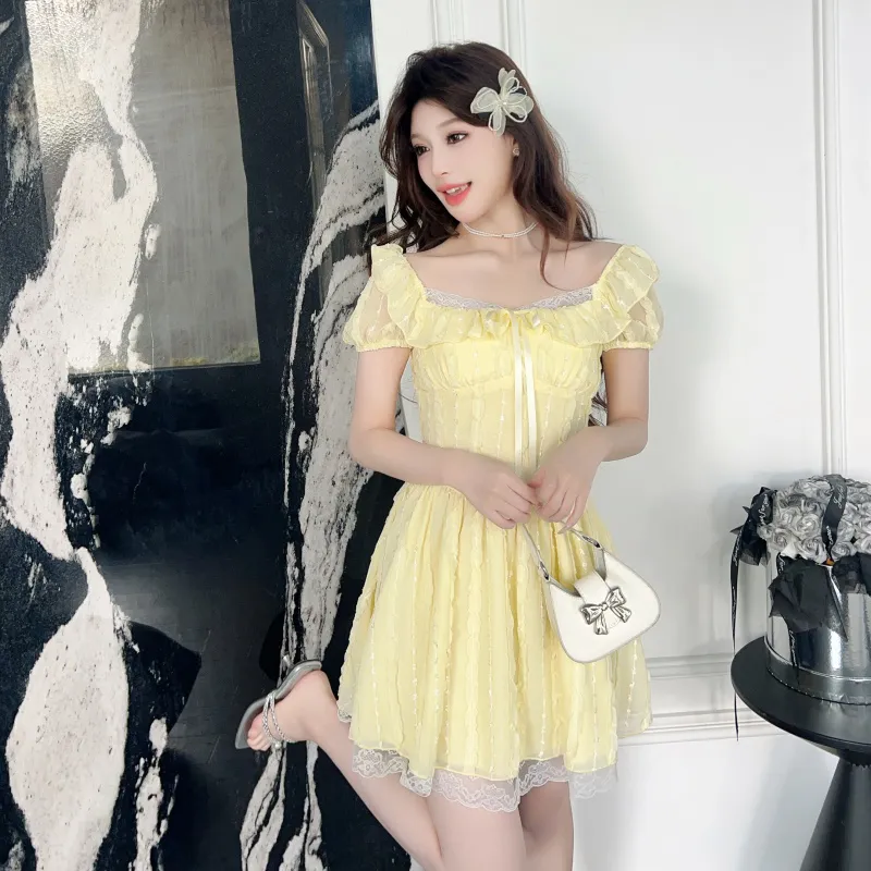 MM Short Sleeved Dress Women's Yellow-3
