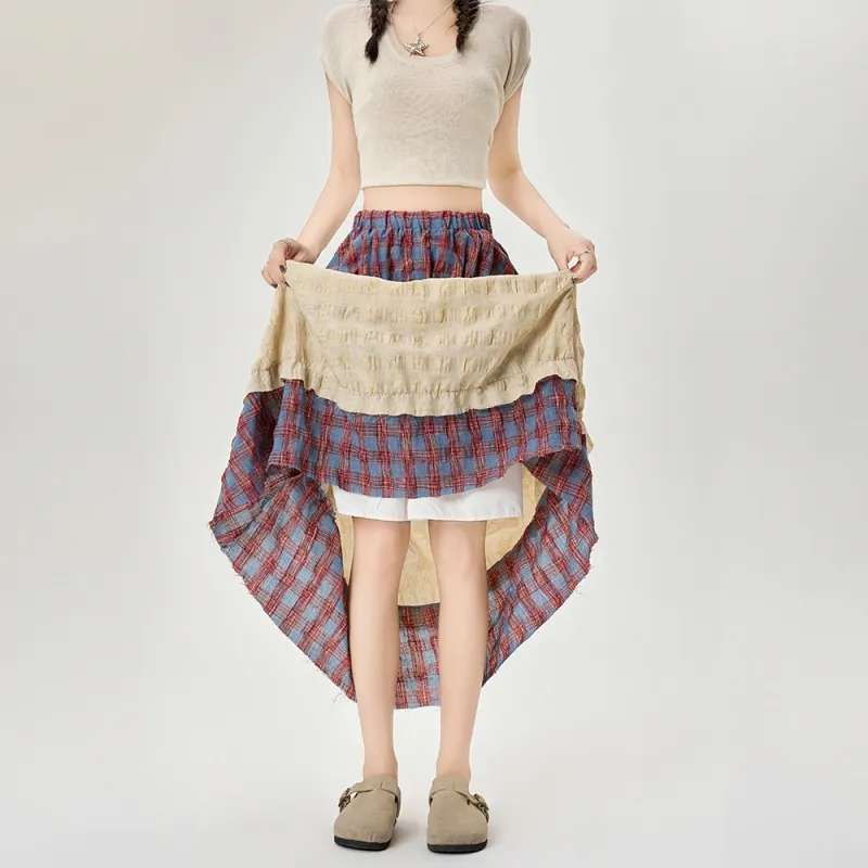 MM Casual Long Skirt Women's Patchwork Hobo Skirt-5