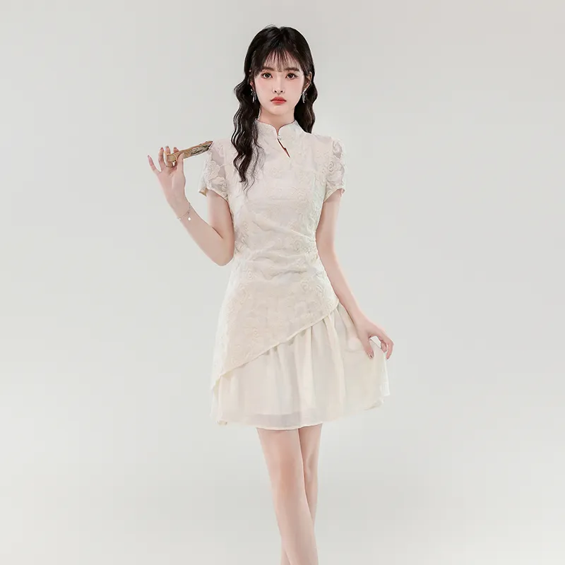 Mm Short Sleeved Dresses Women's Apricot-4