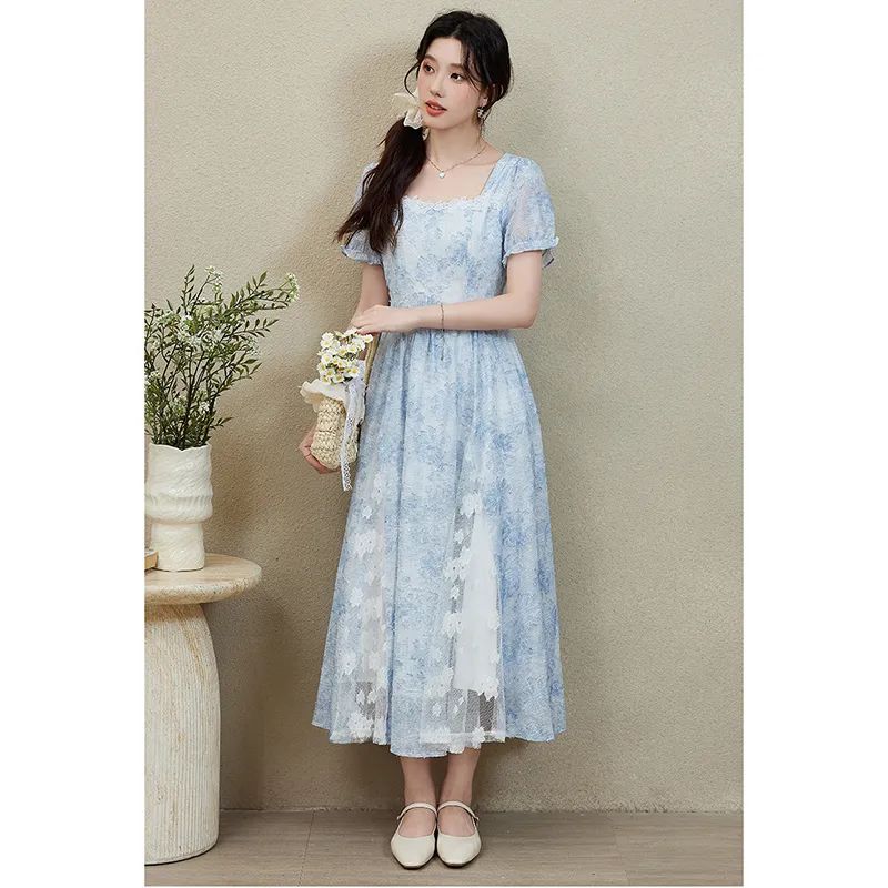 Mm Short Sleeved Dresses Women's Blue-4