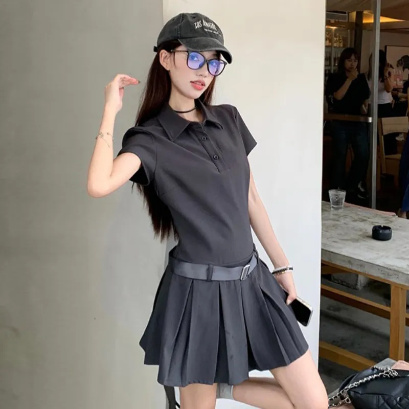 Mm Short Sleeved Dresses Women's Gray Dress-1