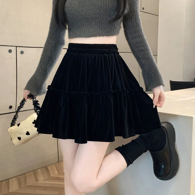 MM Casual Short Skirts For Fall And Winter Women's Black-4