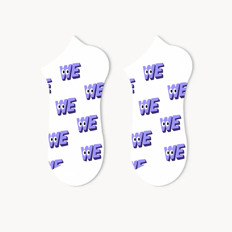 RUMEE FOR Ankle Socks Short Letter Minimalist Style No-Show Socks Unisex 5 Pack-3