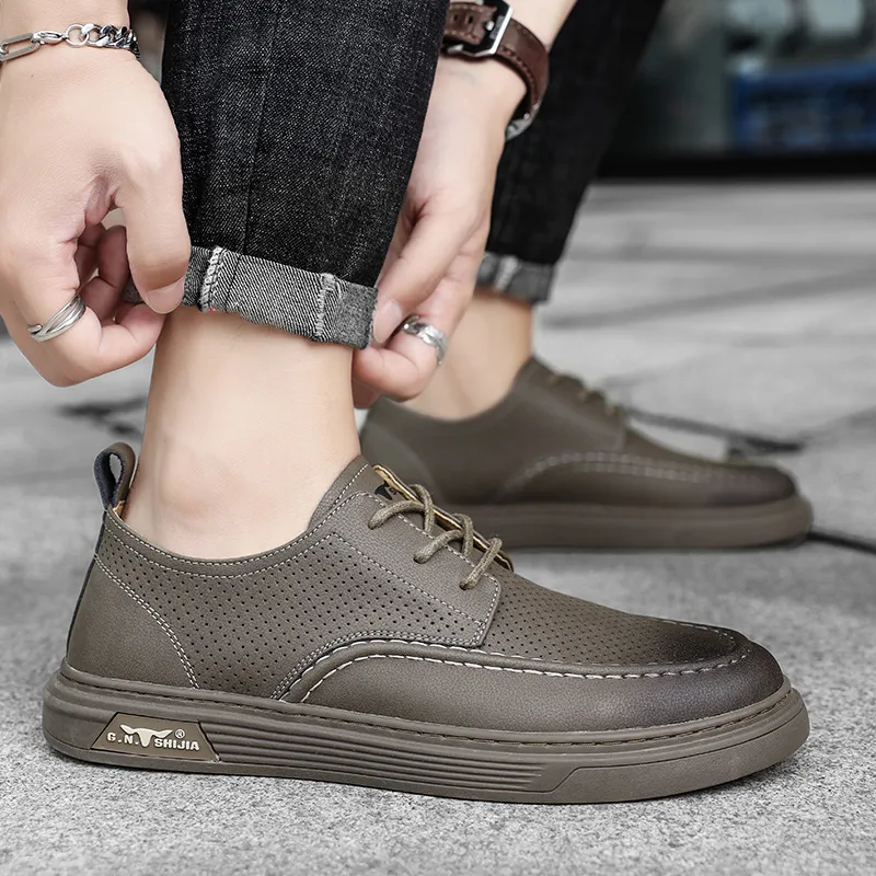 G.N.SHIJIA Men's Casual Shoes Men Low Top Brown/Umber-9