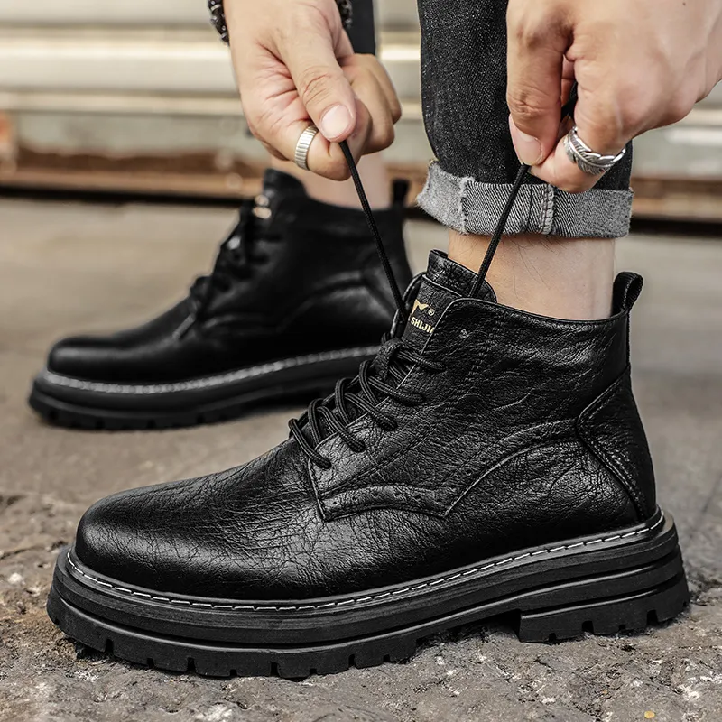 G.N.SHIJIA Biker Tactical Boots Ankle Boots Platform Low Top Men's-25