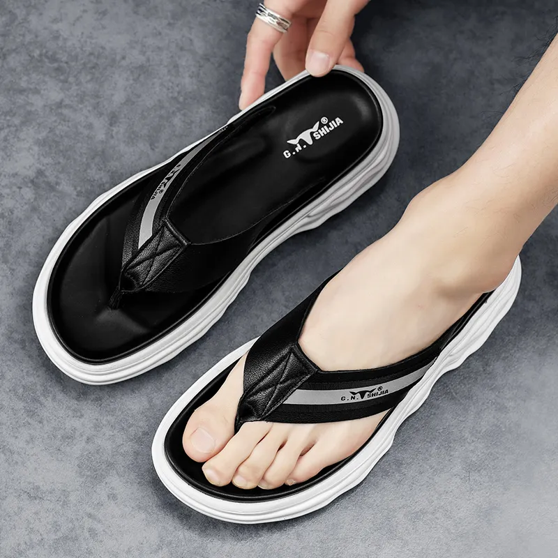 G.N.SHIJIA Stitching Odor Resistant Slip Resistant Flip Flops Men's-1