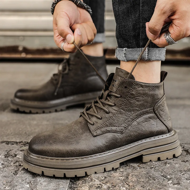 G.N.SHIJIA Biker Tactical Boots Ankle Boots Platform Low Top Men's-18